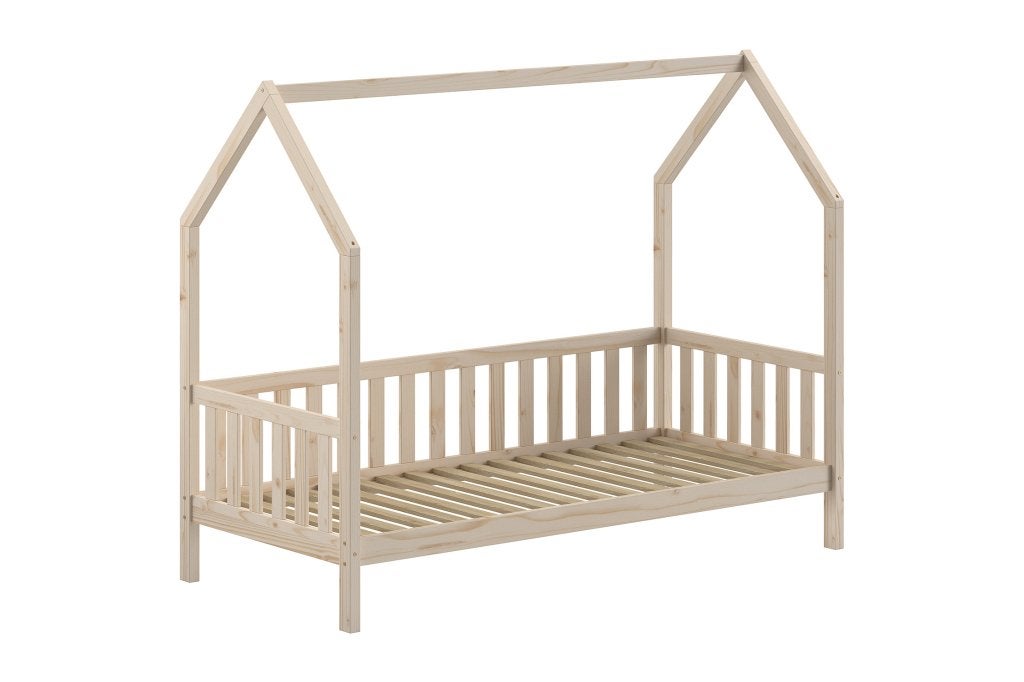 Cabane huisbed met hekje - 90x200 - Naturel, Niet ingevuld, Niet ingevuld, Niet ingevuld
