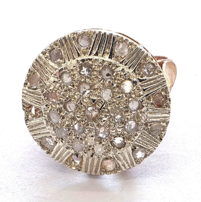 9K roségouden ring met zilver en 30 diamanten (0,40ct), Gebruikt, Ophalen of Verzenden, 17 tot 18, Met edelsteen
