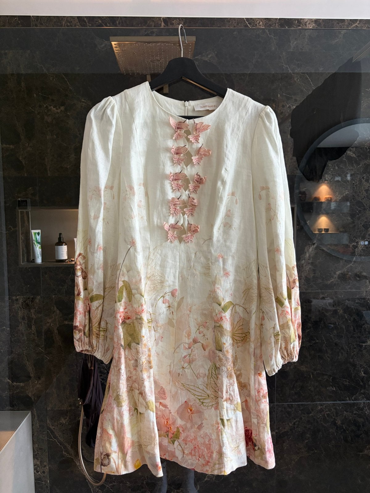 Zimmermann Linnen Jurk met Bloemenprint en Vlinders, Kleding | Dames, Maat 38/40 (M), Wit, Ophalen of Verzenden, Zo goed als nieuw