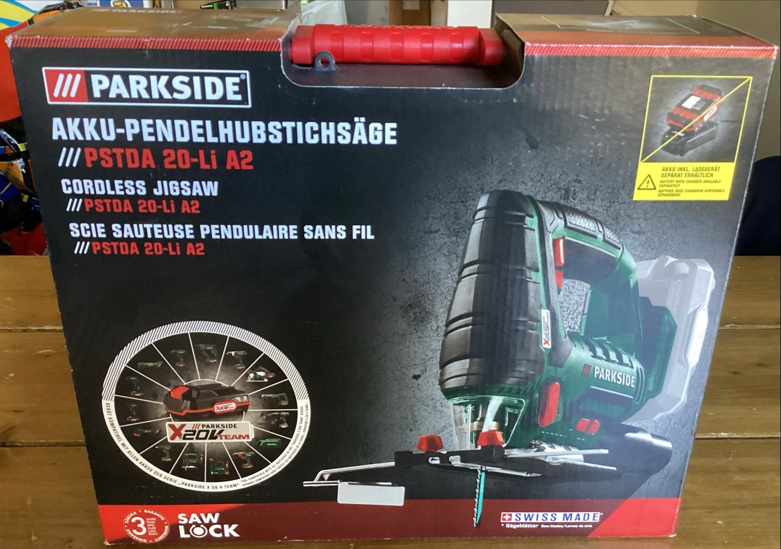 LEGE PARKSIDE PSTDA 20-LI A2 ACCU-DECOUPEERZAAG KOFFER +ACC., Ophalen of Verzenden, Gebruikt