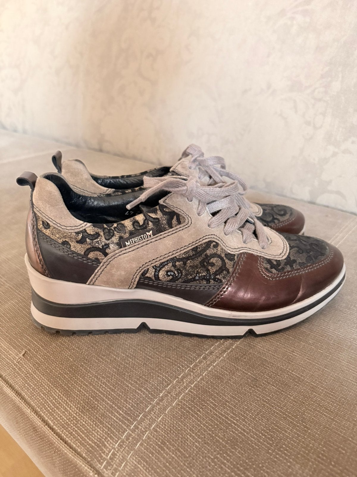 Mephisto model Vicky leren sneakers bruin/brons mt 37,5 ZGAN, Ophalen of Verzenden, Zo goed als nieuw, Bruin, Sneakers of Gympen