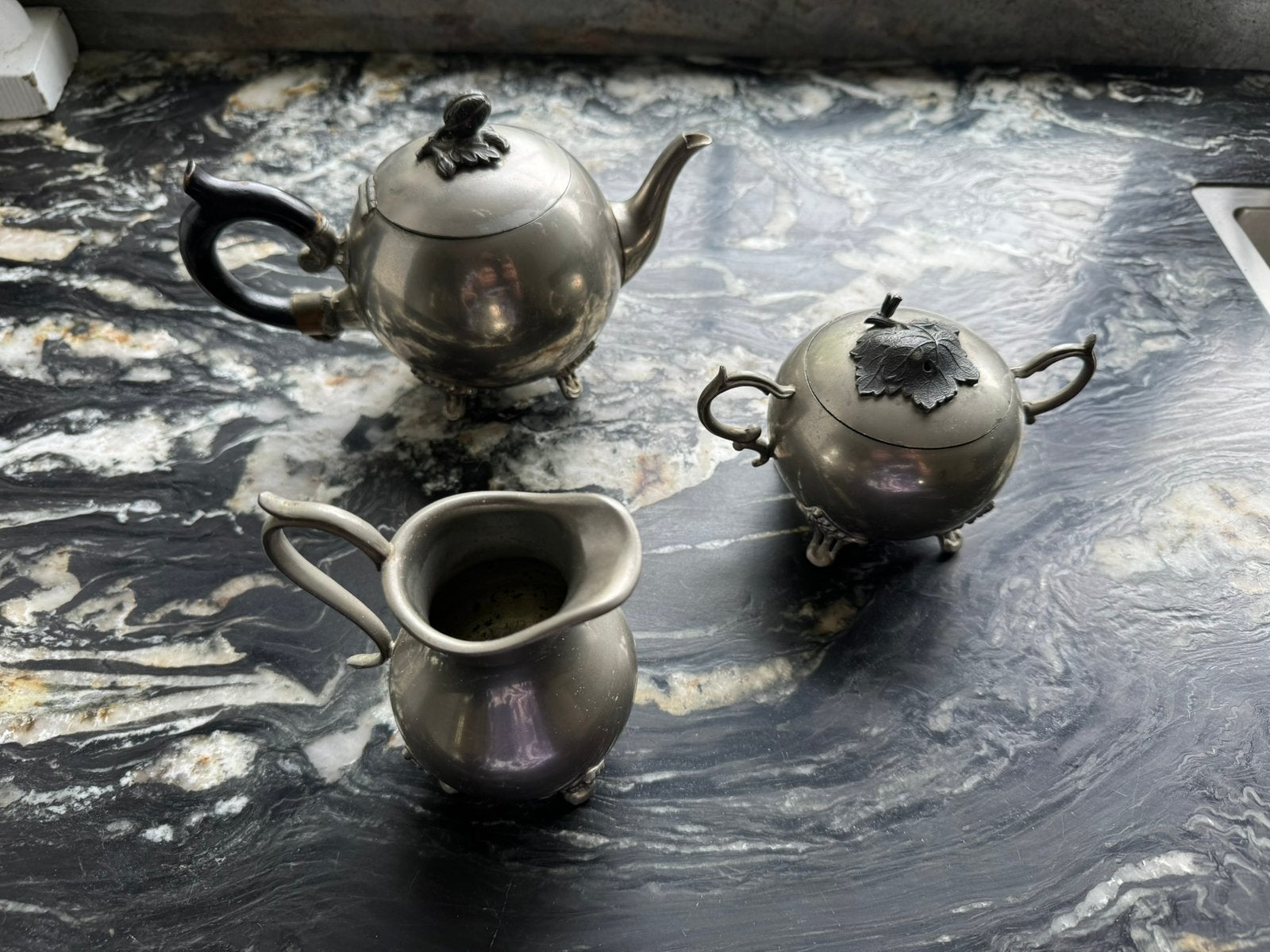 Antiek Tinnen theeservies, Antiek en Kunst, Ophalen of Verzenden