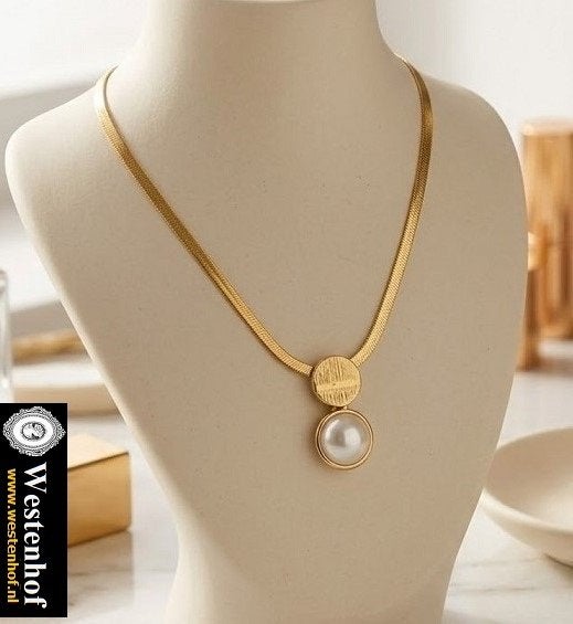 Dames ketting goud met hanger parel, Verzenden, Nieuw, Goud, Overige materialen