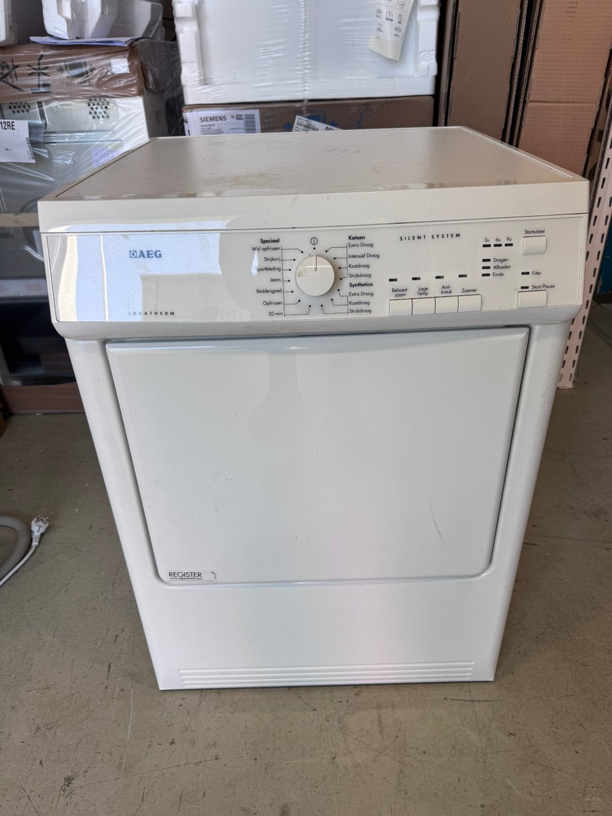 Aeg afvoerdroger, Witgoed en Apparatuur, Wasdrogers, Ophalen, 6 tot 8 kg, Zo goed als nieuw, 85 tot 90 cm