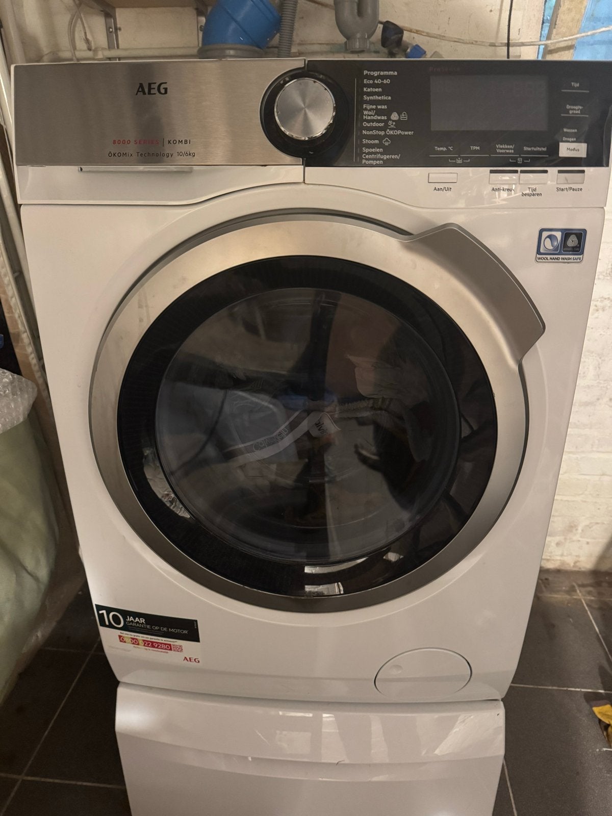 Was-droogcombinatie AEG 8000 serie 10/6kg, 8 tot 10 kg, Ophalen, Gebruikt, 85 tot 90 cm