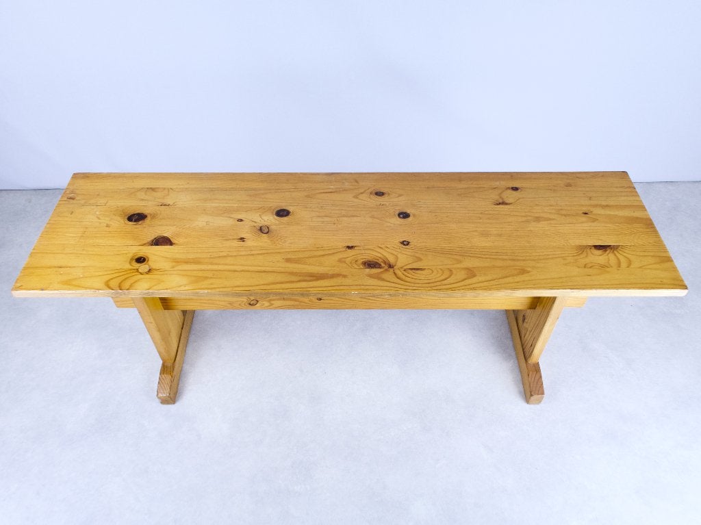 bankje bijzettafel plantentafel hout demontabel 70s 80s, Gebruikt, -, -, Ophalen of Verzenden