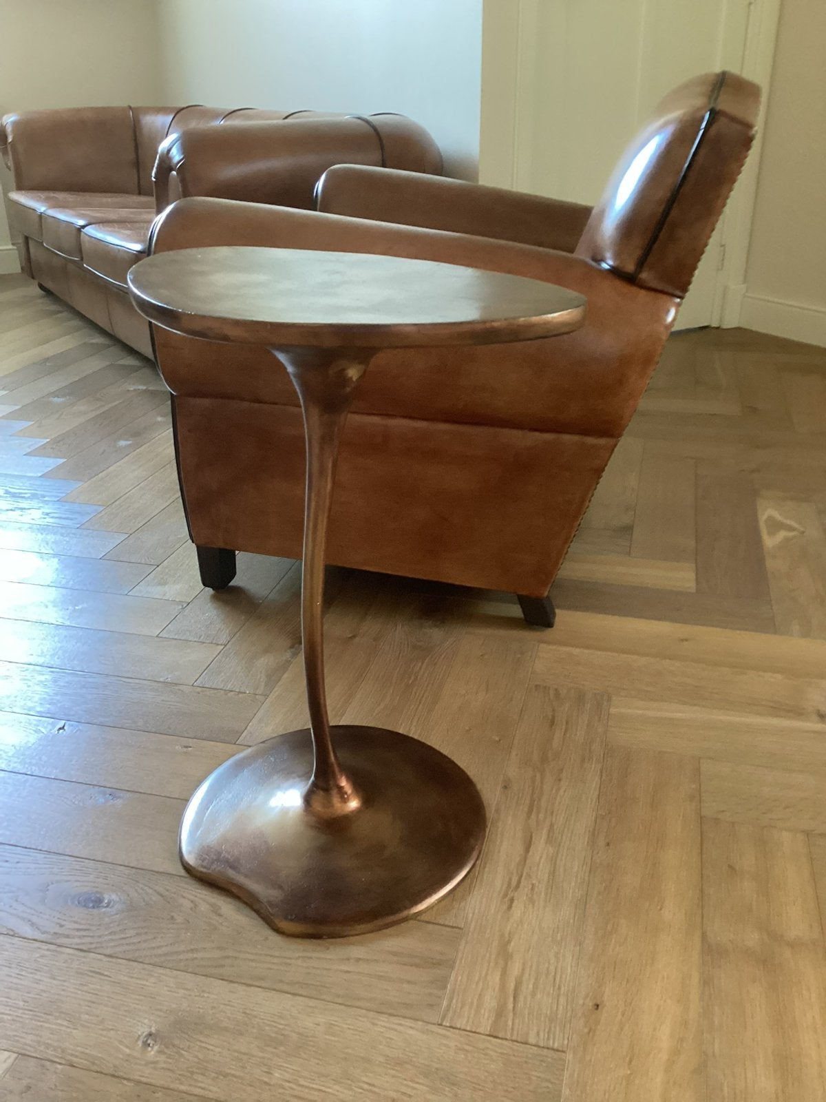 Uniek Design Bijzettafel Brons Italiaans Organisch Vorm, Huis en Inrichting, Tafels | Bijzettafels, Ophalen, Minder dan 55 cm