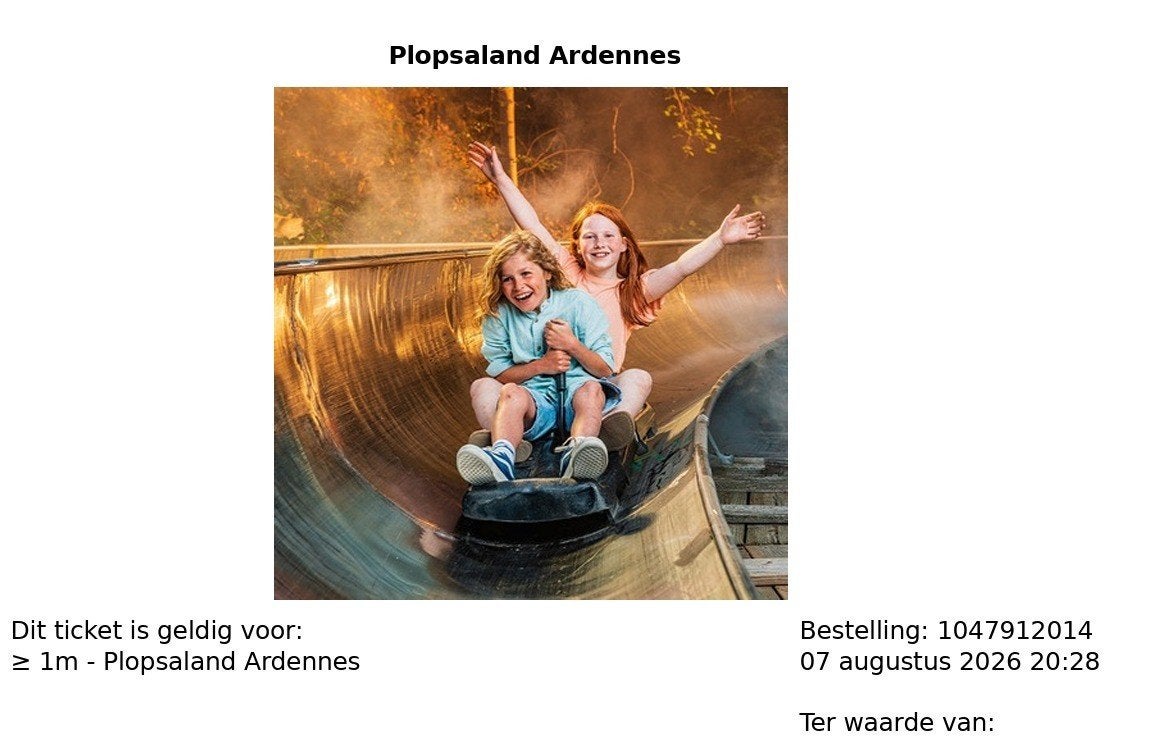 Tickets Plopsaland Ardennes | €36 voor 2 | geldig tm 31-3-27, Twee personen, Ticket of Toegangskaart