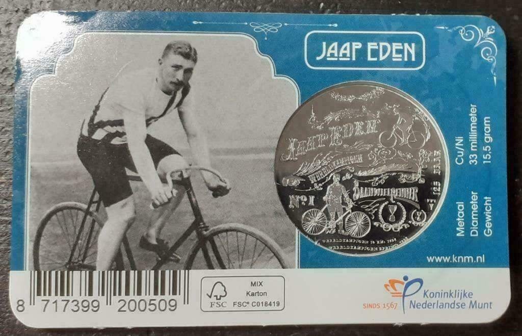 Jaap Eden Wielrenpenning in coincard, Postzegels en Munten, Ophalen of Verzenden, Overige materialen, Nederland