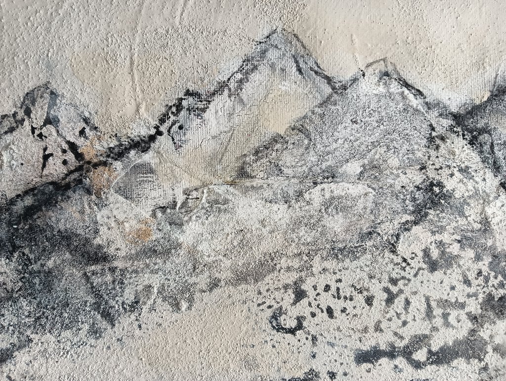 Rob Jacobs - Gemengde techniek op canvas - Ingelijst, Landschap, Ophalen of Verzenden, Gemengde techniek, Passe-partout