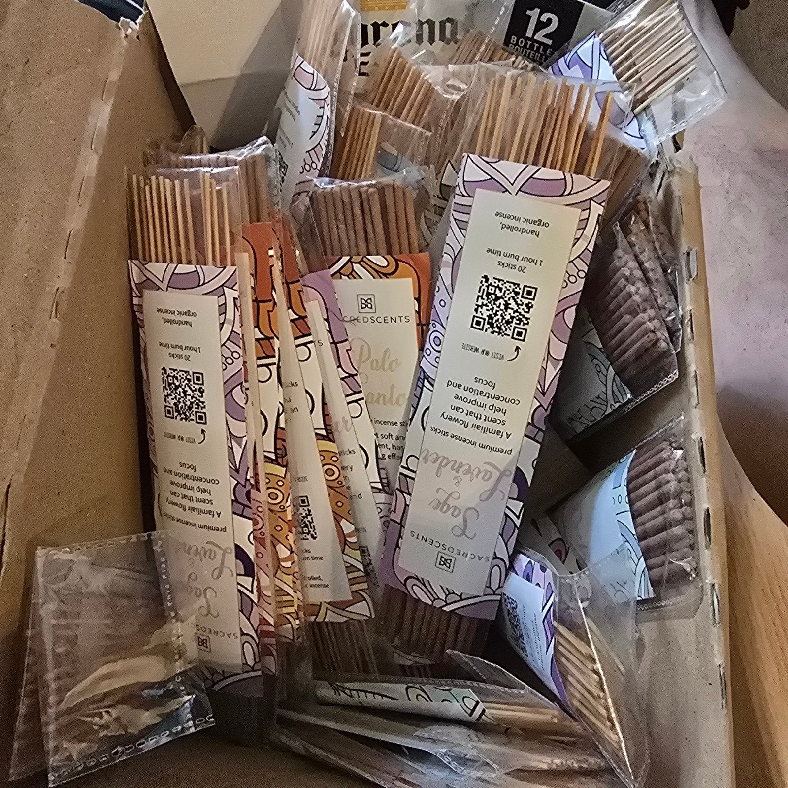 Sacred Scents Wierookstokjes - Diverse Geuren (40 pakjes), Ophalen, Nieuw, Meerkleurig, Hout