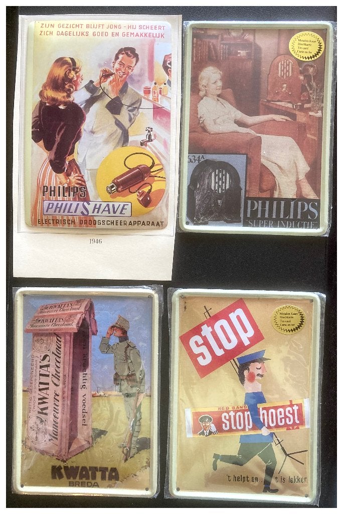 Set van 4 vintage reclameborden (metaal), reproducties, Verzenden