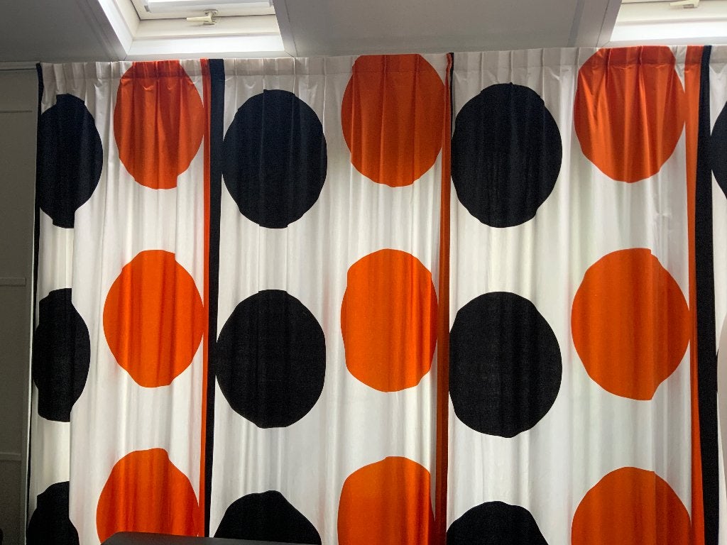 Retro gordijn, Huis en Inrichting, Stoffering | Gordijnen en Lamellen, Ophalen of Verzenden, 200 cm of meer, 200 cm of meer