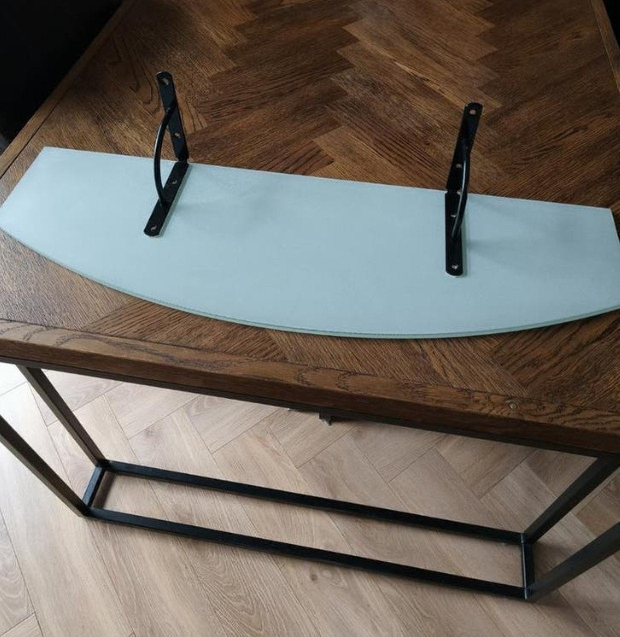 Glazen plank met beugels - 80x25 cm, Ophalen of Verzenden, Zo goed als nieuw