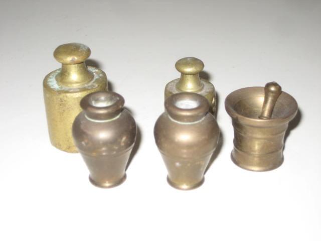 Koperen miniaturen voor letterbak of poppenhuis 5 stuks, Antiek en Kunst, Ophalen of Verzenden