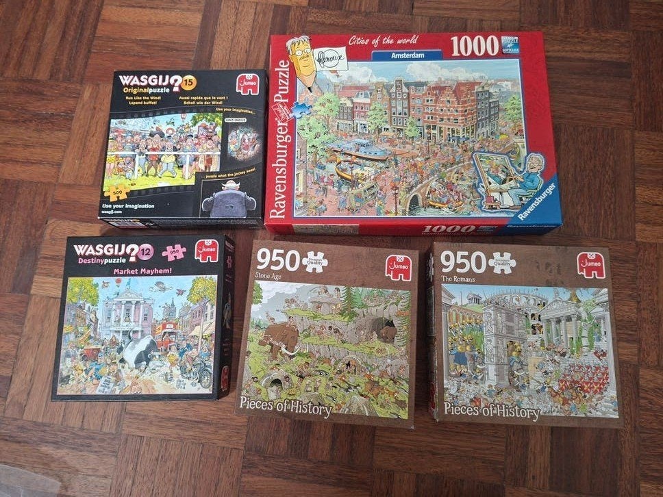 Diverse puzzels: Wasgij, Ravensburger, Jumbo (4 stuks), Ophalen of Verzenden, 500 t/m 1500 stukjes, Gebruikt, Legpuzzel
