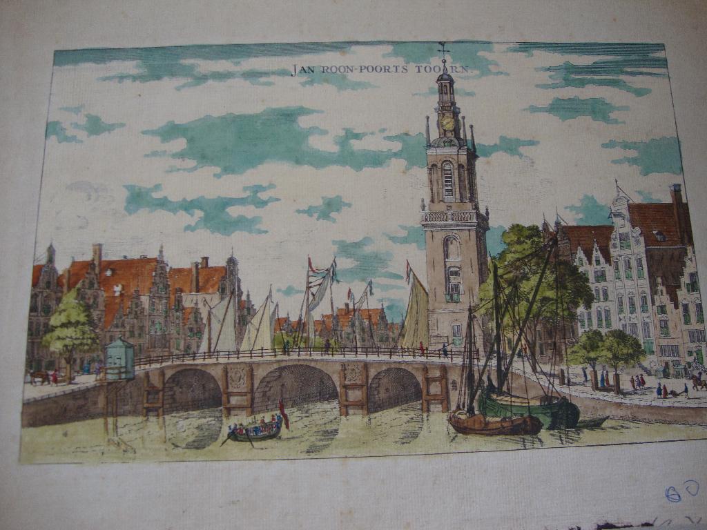 Originele gravure Jan Roons-Poort Toorn Amsterdam, Antiek en Kunst, Ophalen of Verzenden