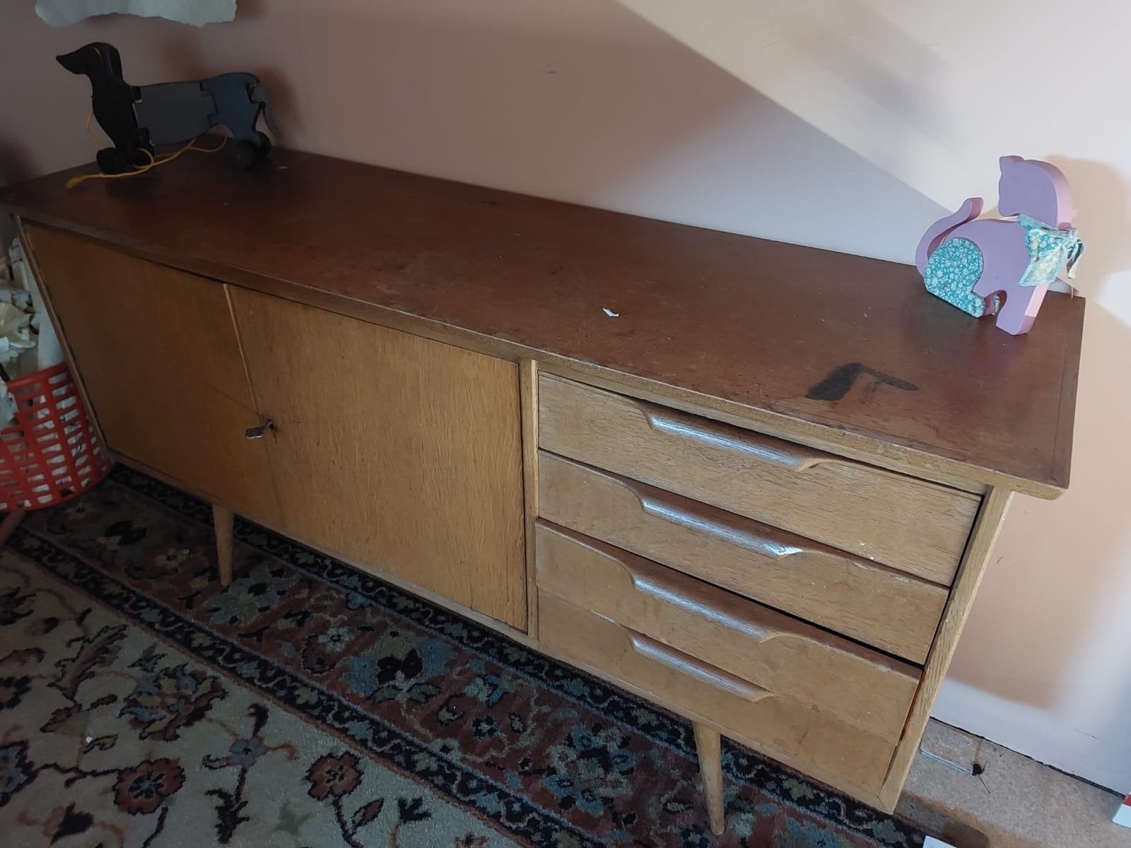 Vintage Dressoir, Ophalen, Gebruikt, 150 tot 200 cm, Met lade(s)