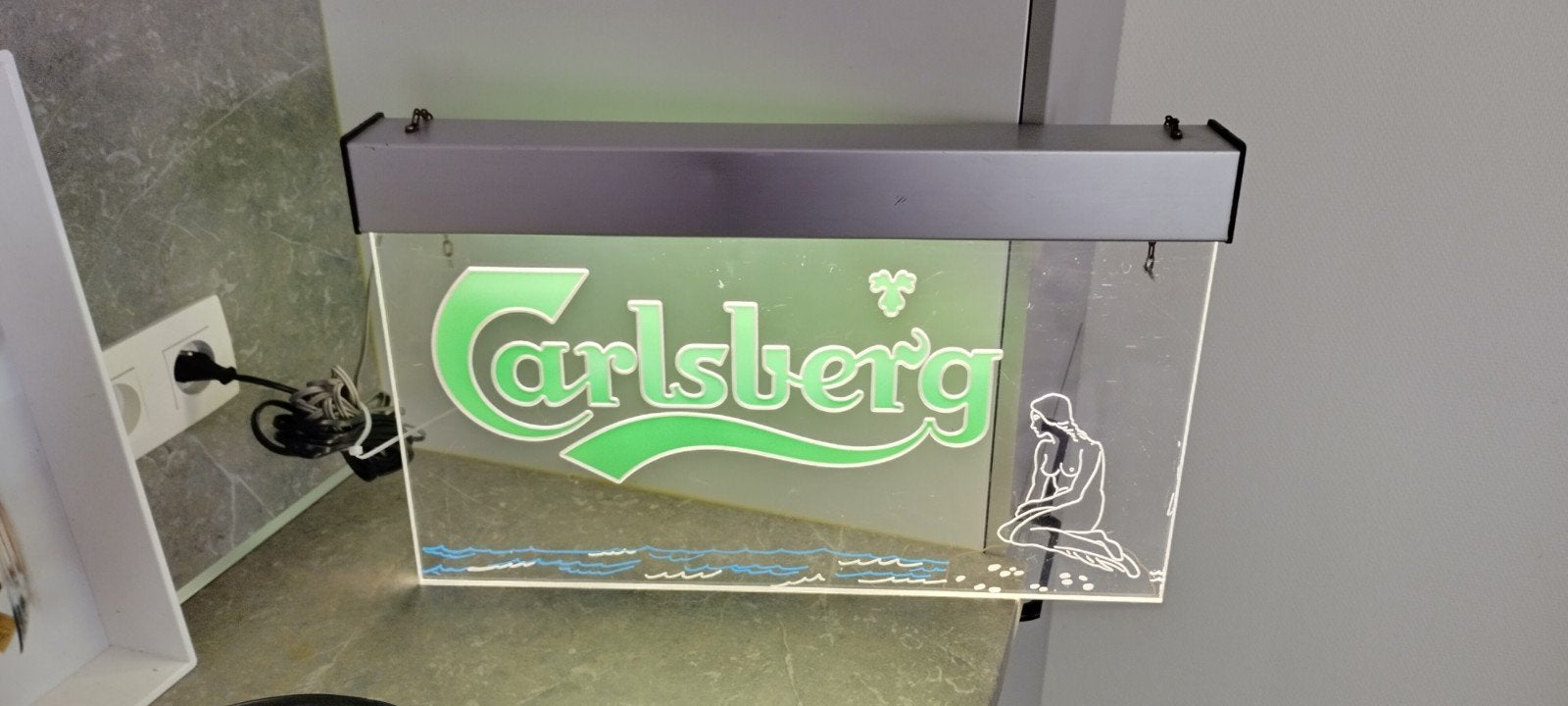 Carlsberg reclame lamp, Verzamelen, Ophalen, Gebruikt, Reclamebord, Plaat of Schild, Overige merken