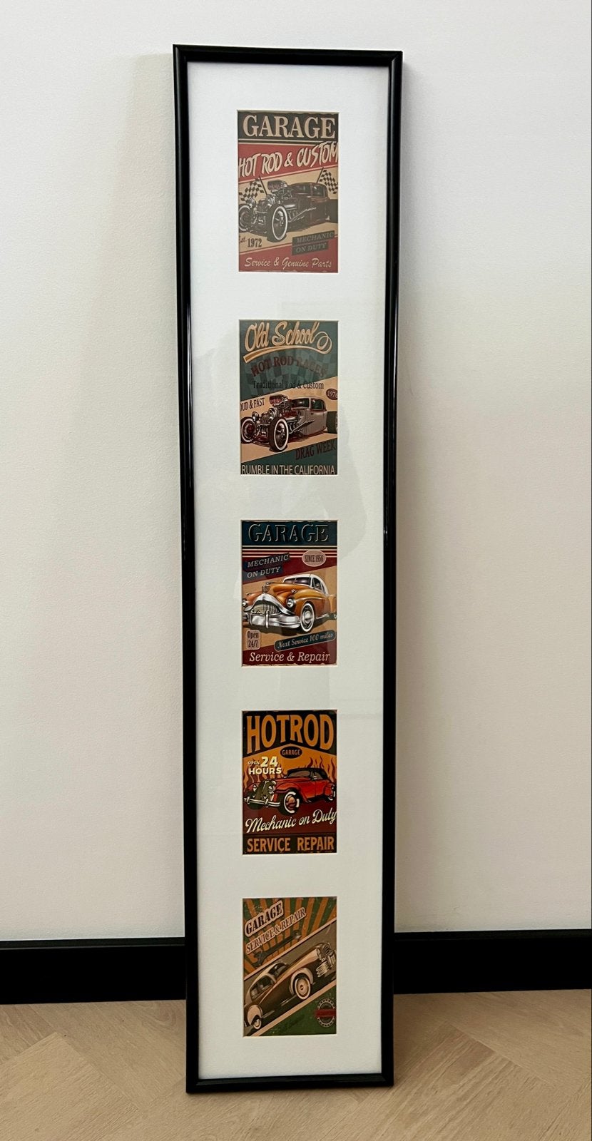 Hotrod & garage afbeelding ingelijst, Ophalen of Verzenden, Zo goed als nieuw, Auto's