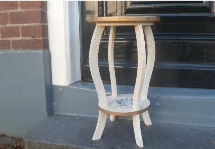 Vintage houten TAFELTJE bijzettafel plantentafel 42,5 hoog, Ophalen of Verzenden, Gebruikt, Overige typen, Hout
