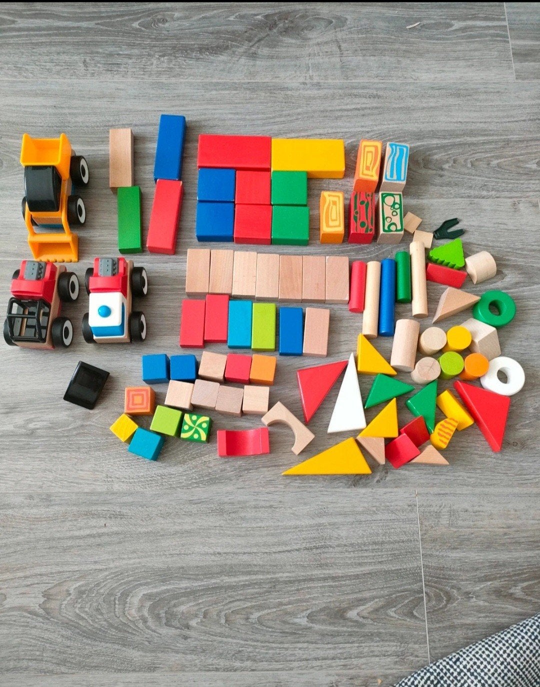 Grote set houten blokken en voertuigen (IKEA Lillabo), Ophalen of Verzenden, Gebruikt, Overige merken