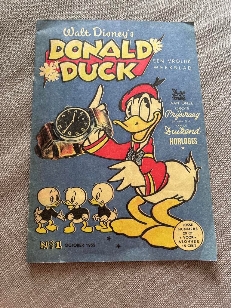 Donald Duck No. 1 - Oktober 1952 - Eerste Uitgave, Eén stripboek, Ophalen of Verzenden, Gelezen