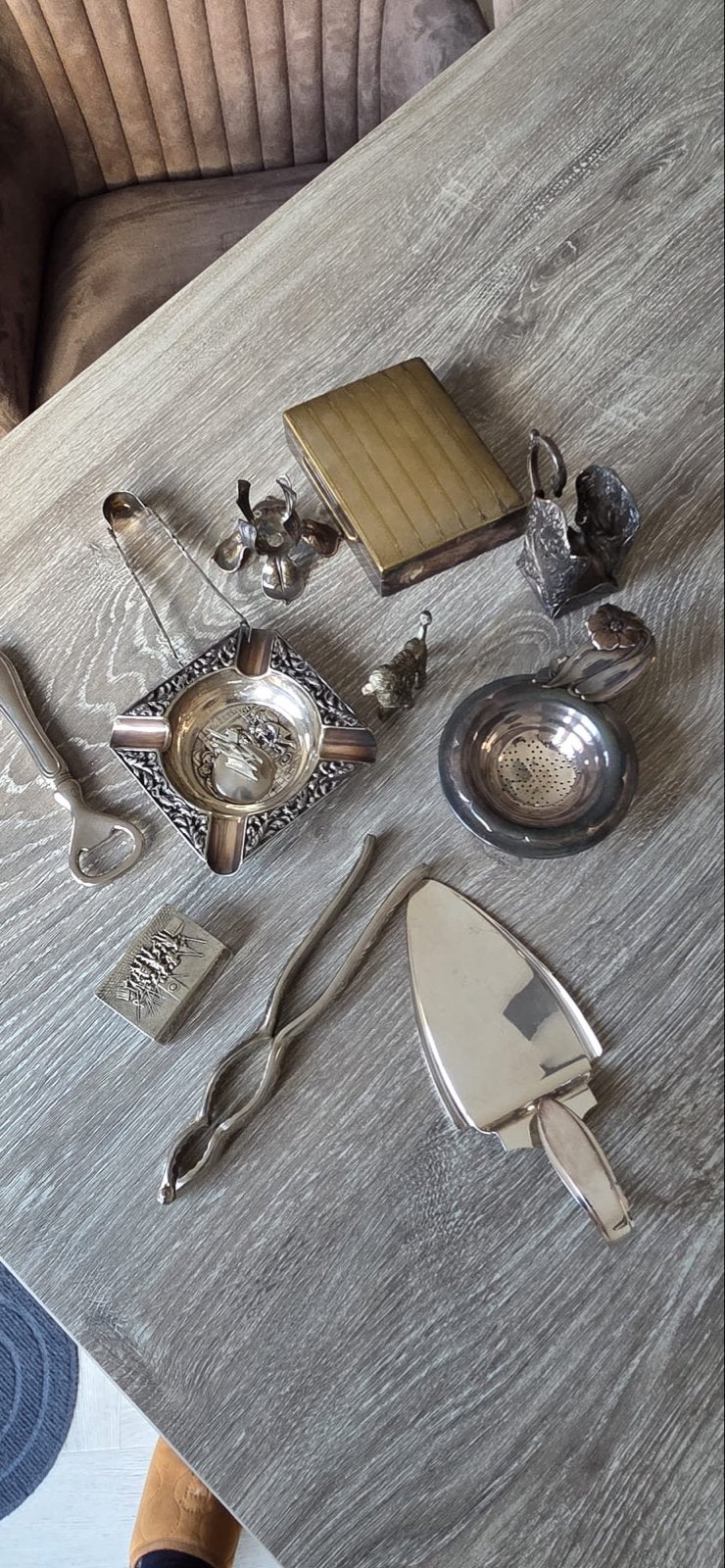 Diverse Antieke Verzilverde Items, Antiek en Kunst, Ophalen, Zilver