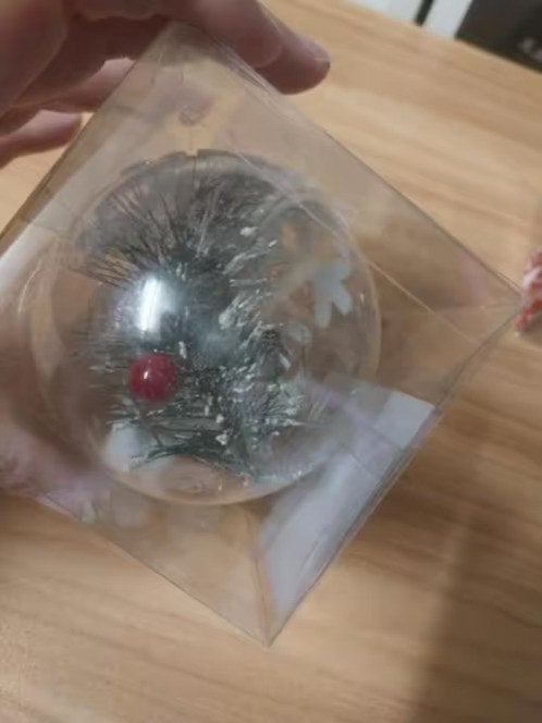 Transparante kerstbal met bessen h, Evora, Onbekend, Nieuw, Ophalen of Verzenden