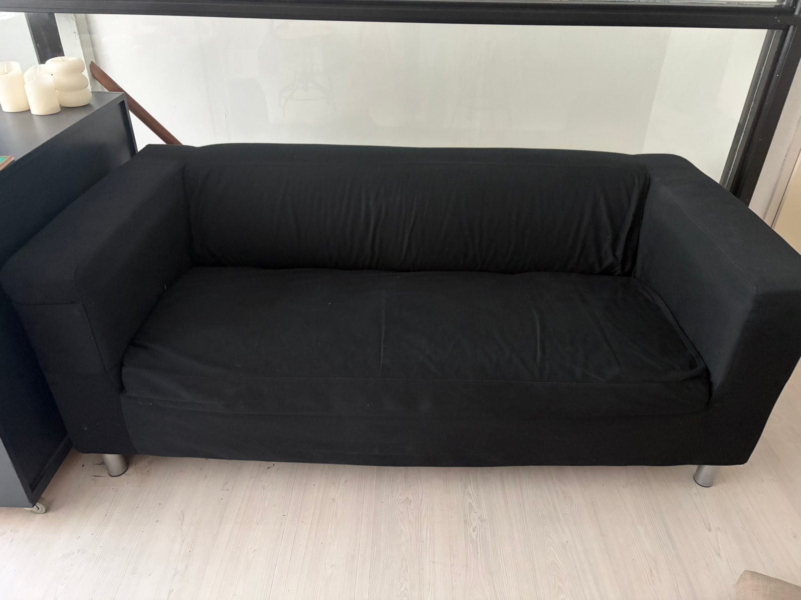 Gratis: Klippan-bank met hocker IKEA, Ophalen, Gebruikt, Tweepersoons, Rechte bank