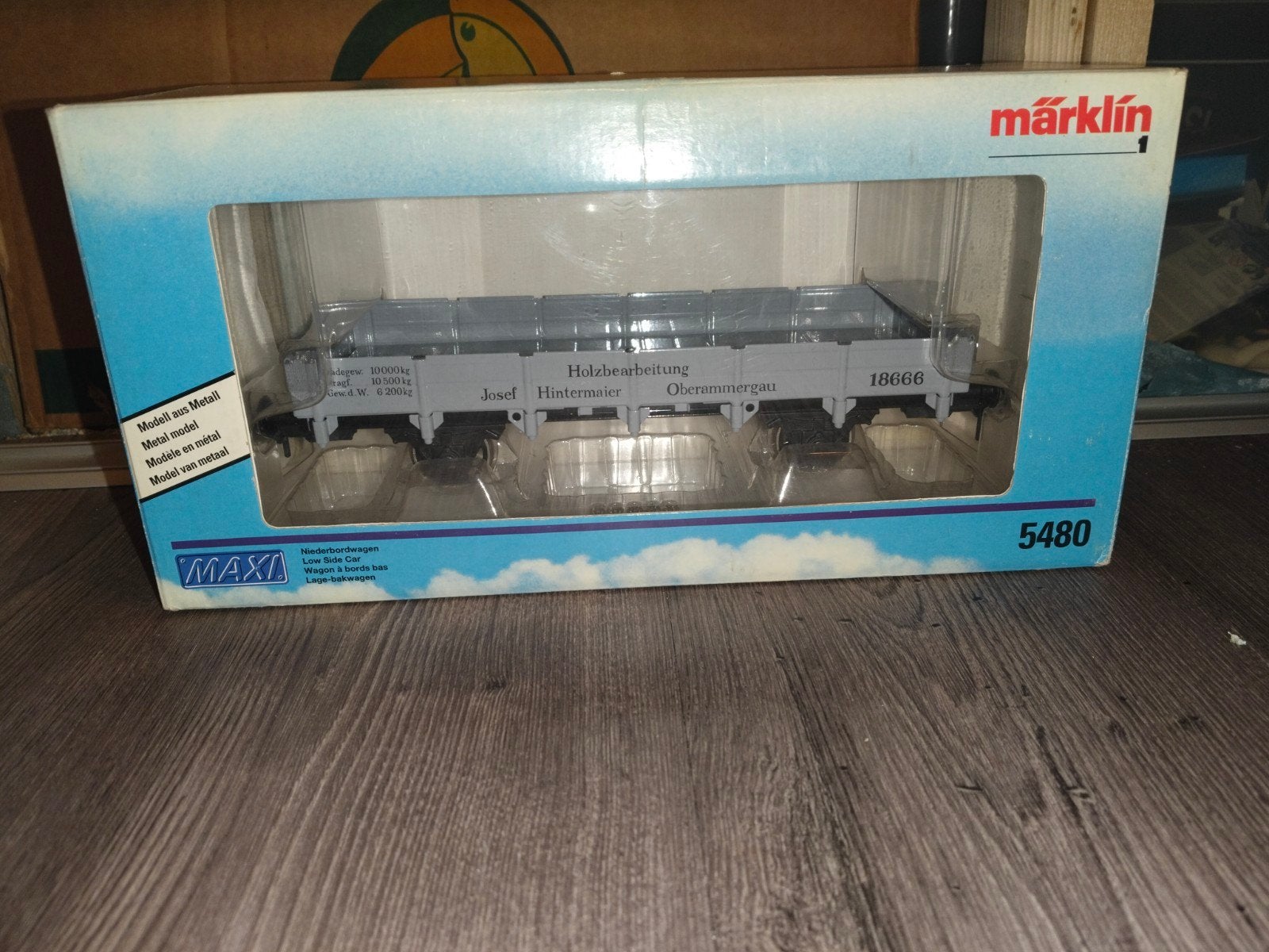 Märklin H0 5480 Lage Boordwagen met Houtlading, Ophalen, Wisselstroom, Overige typen, Nieuw