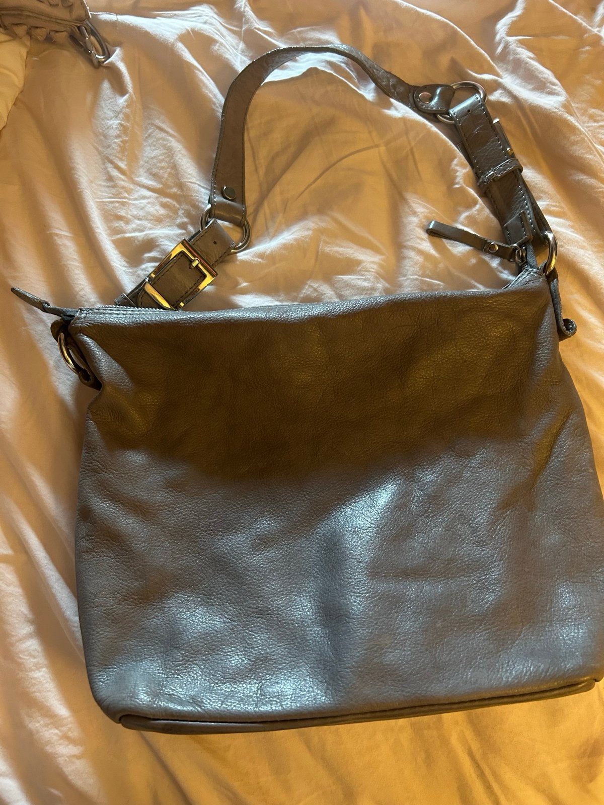 Grijze leren handtas - Made in Italy, Sieraden, Tassen en Uiterlijk, Tassen | Damestassen, Ophalen of Verzenden, Gebruikt, Grijs