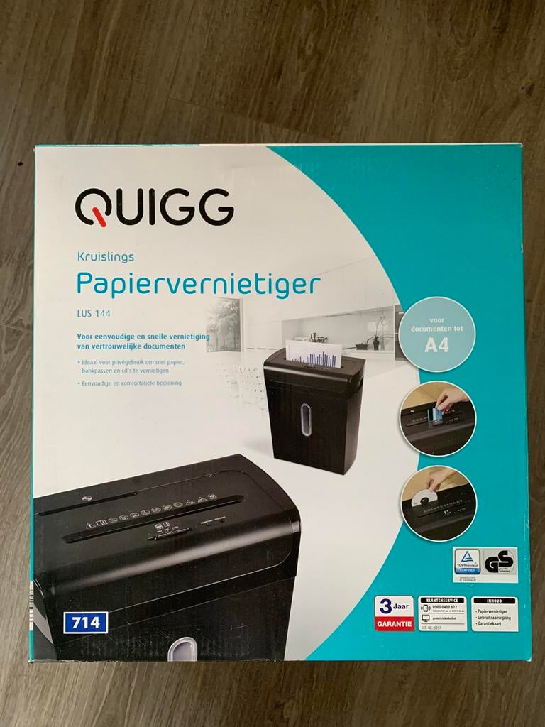 Quigg papiervernietiger, Ophalen of Verzenden, Nieuw
