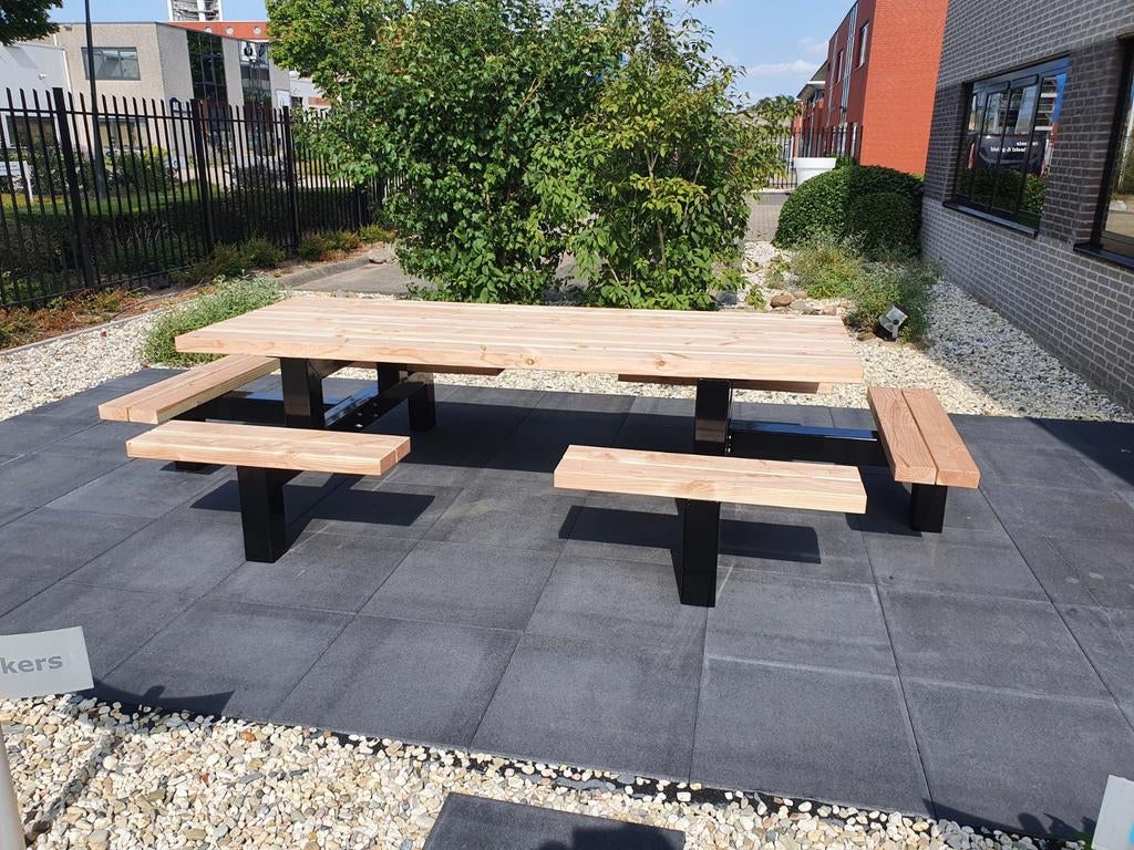 Luxe 12 persoons picknicktafel Douglas hout, Ophalen, Nieuw, Rechthoekig, Hout