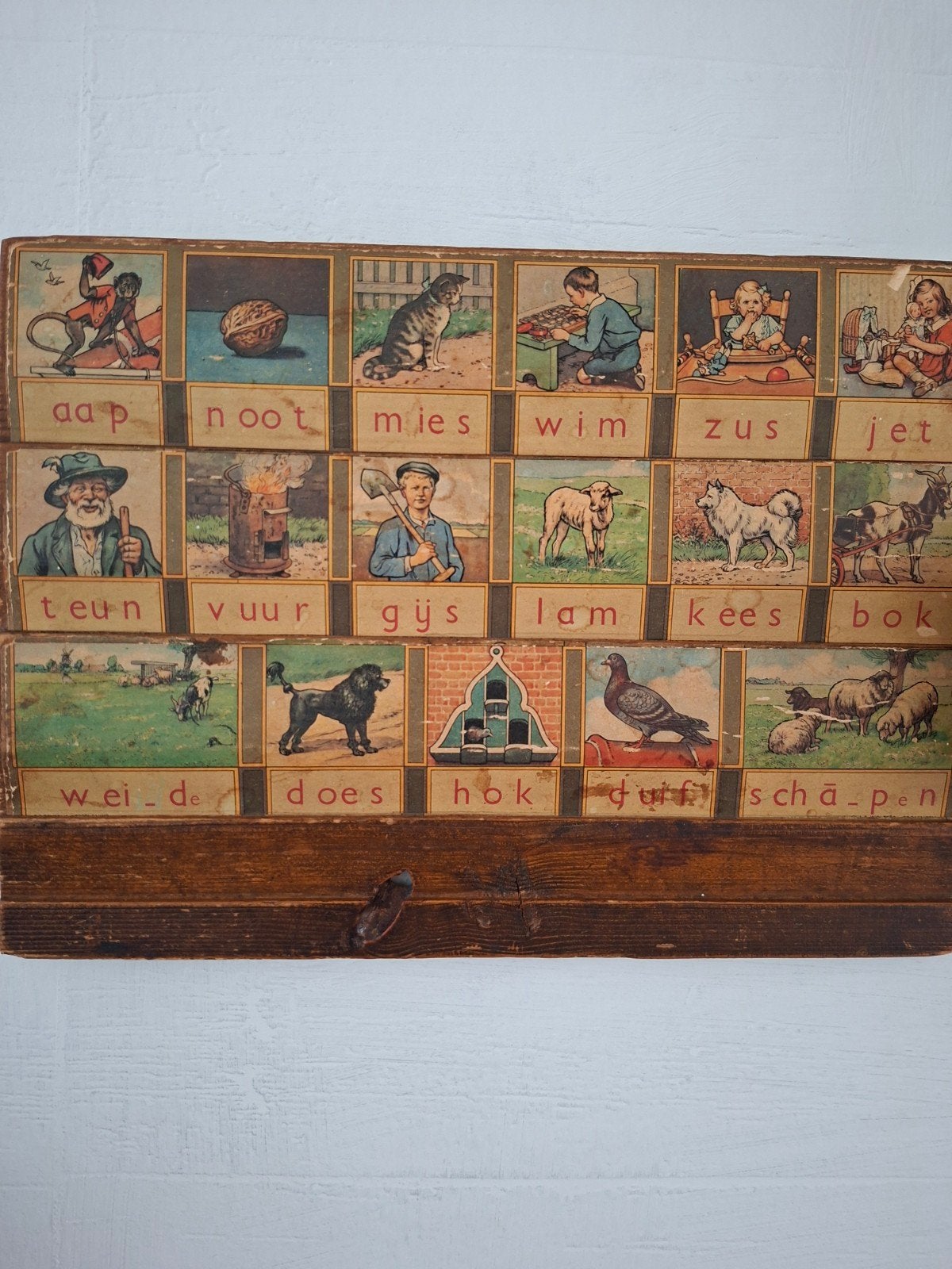 Vintage Hoogeveen's Verbeterd Leesplankje met letterdoosje, Ophalen, Overige thema's