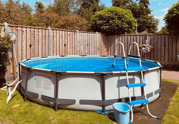 Bestway Steel Pro MAX Opzetzwembad DiaM. 427 met filterpomp, Ophalen, Gebruikt, 80 tot 120 cm, Rond