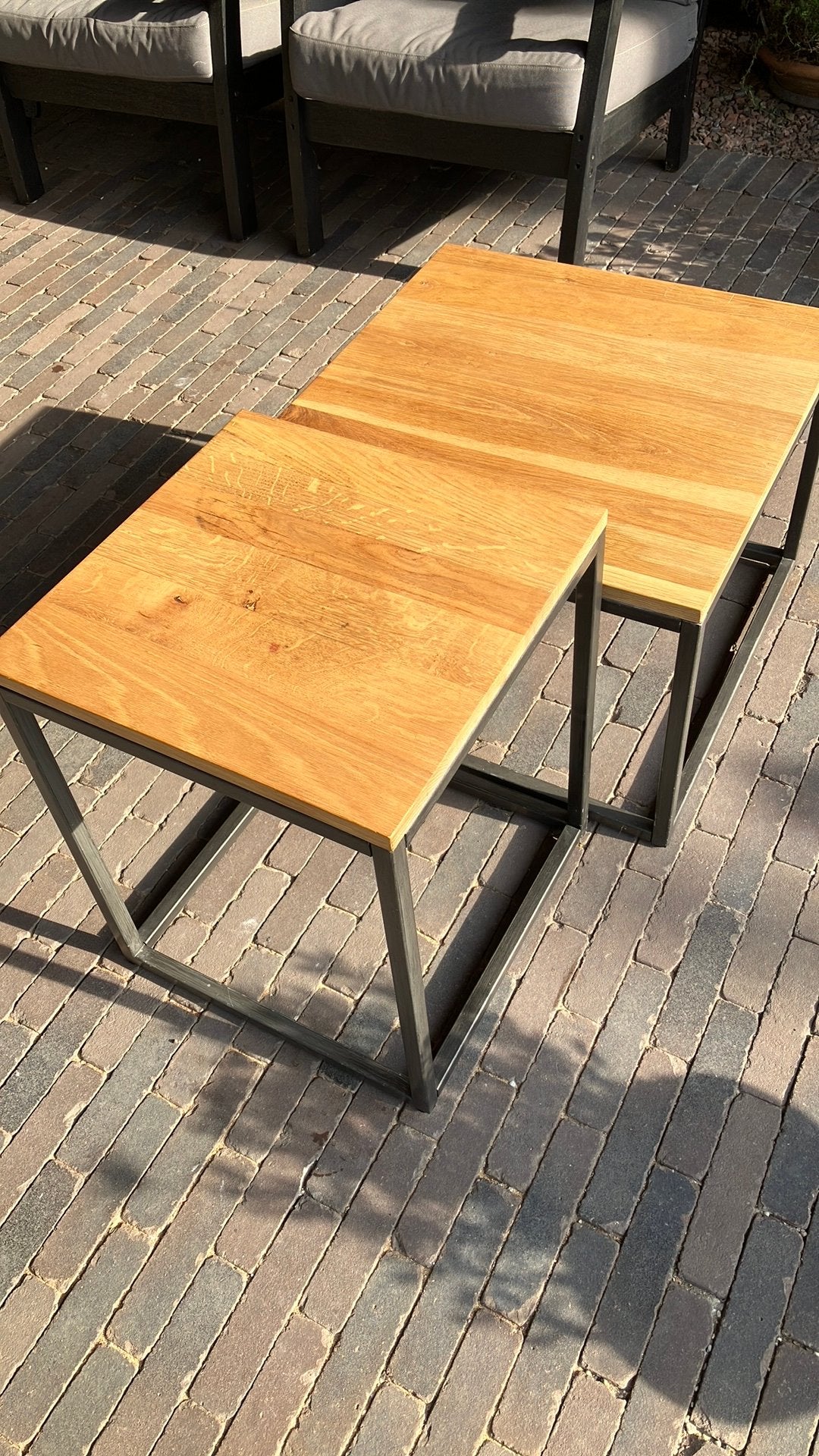 Bijzettafels/salontafels, Huis en Inrichting, Ophalen, Gebruikt, 50 tot 100 cm, Vierkant