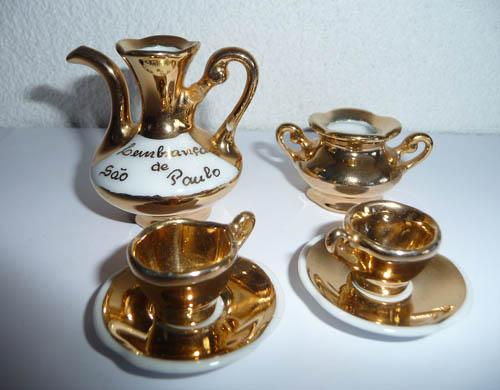 (9) miniatuur theeservies met goudkleur, Verzamelen, Ophalen of Verzenden, Zo goed als nieuw