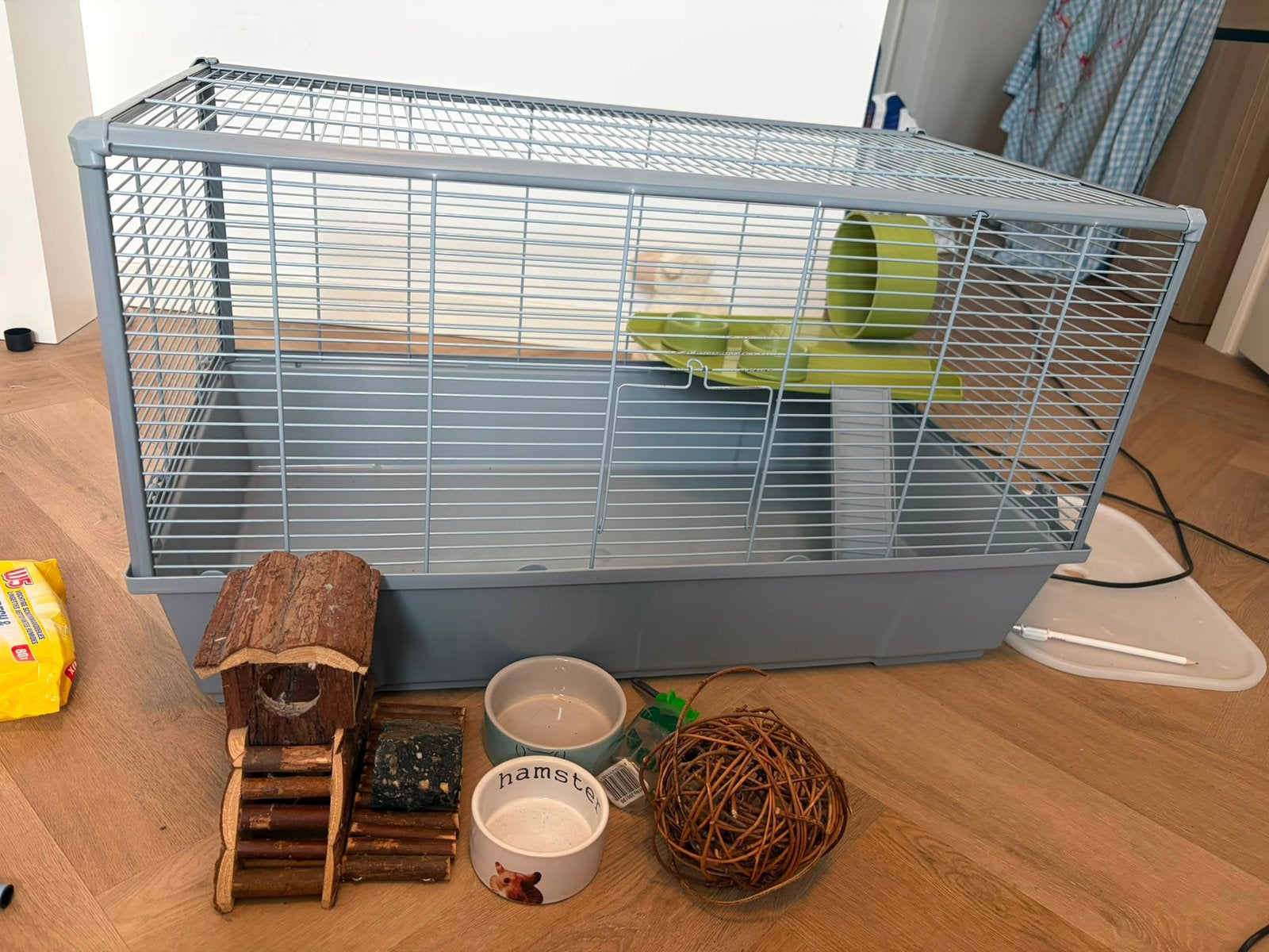 Hamsterhok met toebehoren, Kooi, Gebruikt, Hamster, 75 tot 110 cm