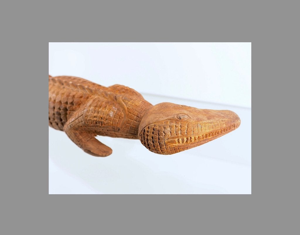 Div Papua N.G. Sepik, Houten Krokodil (200315-05), Antiek en Kunst, Kunst | Niet-Westerse kunst, Hout, Papoea-Nieuw-Guinea, 59 cm