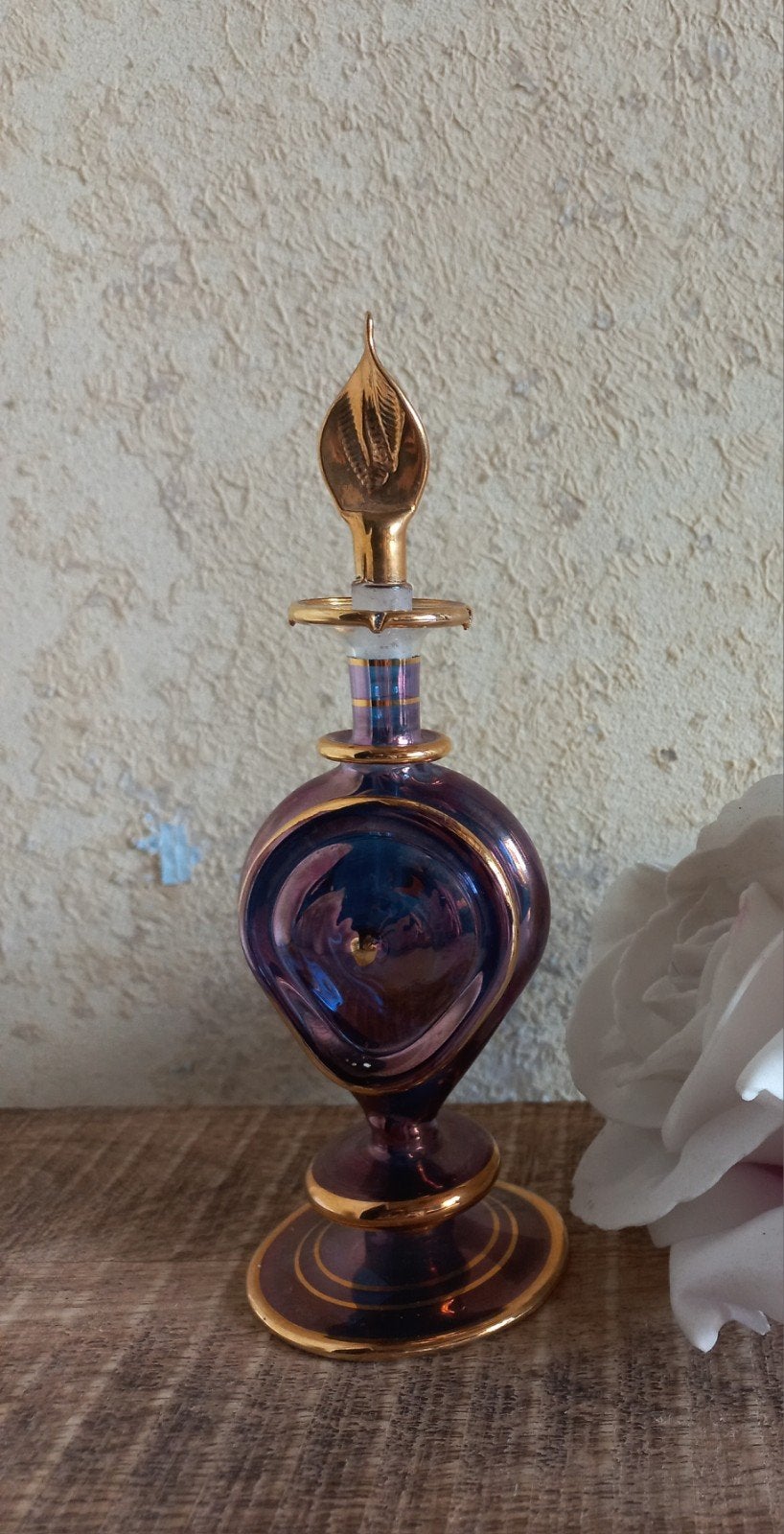 Set van 4 Egyptische parfumflesjes, 18k goud, mondgeblazen, Antiek en Kunst, Ophalen of Verzenden