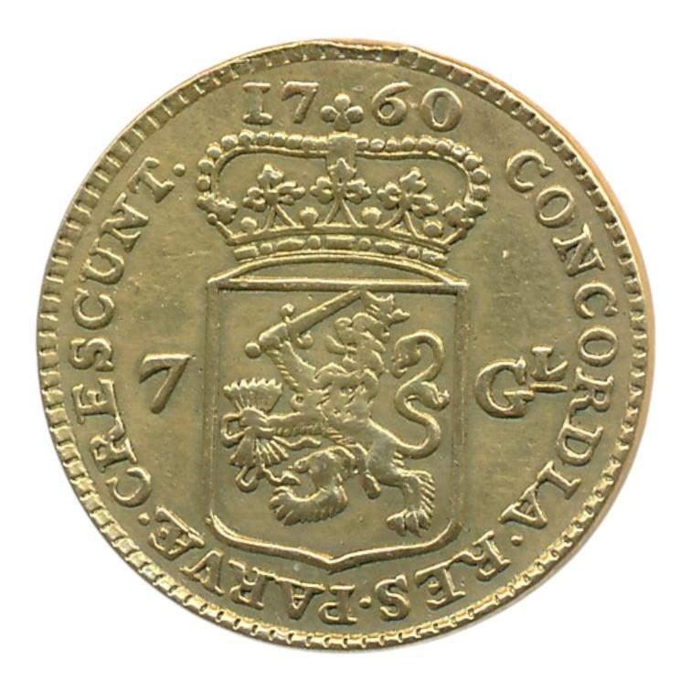 Holland gouden 7 gulden 1760, Vóór koninkrijk, Losse munt, Goud, Overige waardes