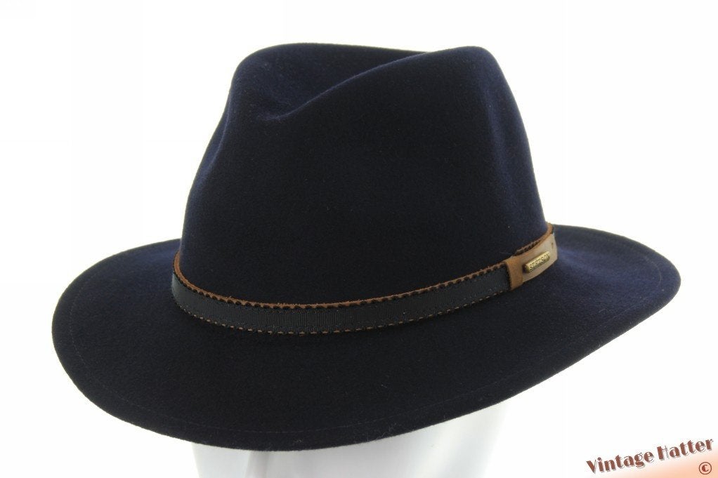 Outdoor gleufhoed Stetson Valrico Traveller blauw Vilt 57, Stetson, Hoed, Nieuw, Ophalen of Verzenden