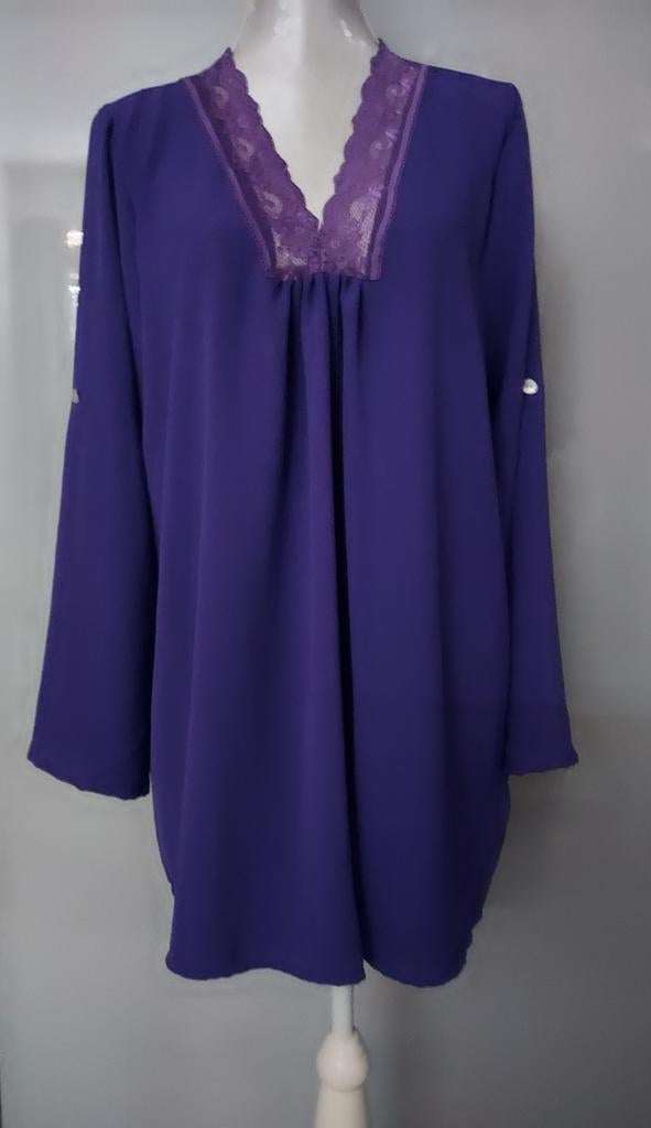NIEUW  PAARS TUNIEK MET KANT MAAT  44, Kleding | Dames, Blouses en Tunieken, Ophalen of Verzenden, Nieuw, Maat 42/44 (L), Paars