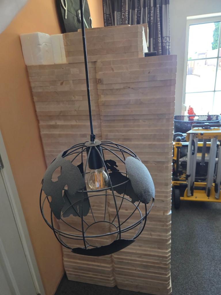 Leuke hanglamp wereldbol design, Ophalen of Verzenden, Gebruikt, Metaal, Industrieel, Modern, Wereldbol