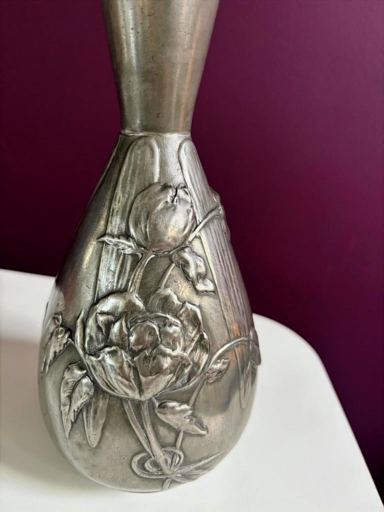 Kayserzinn Jugendstil vaas ca. 1895/1905 – Art Nouveau, Antiek en Kunst, Antiek | Vazen, Ophalen of Verzenden