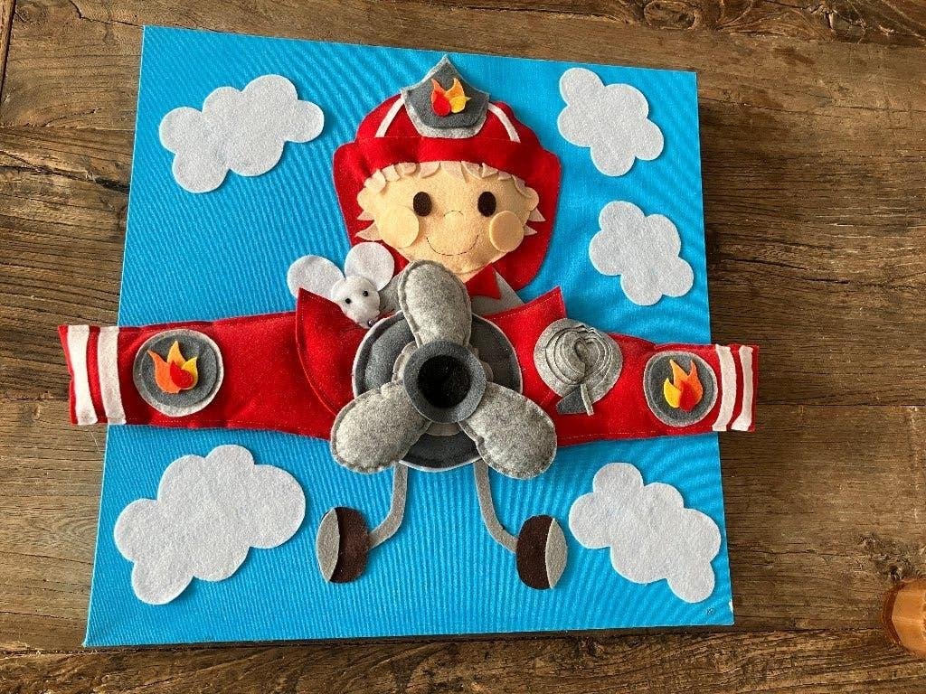 Superleuk 3D canvas met brandweerman/piloot in vliegtuig, Ophalen of Verzenden, Zo goed als nieuw, Wanddecoratie