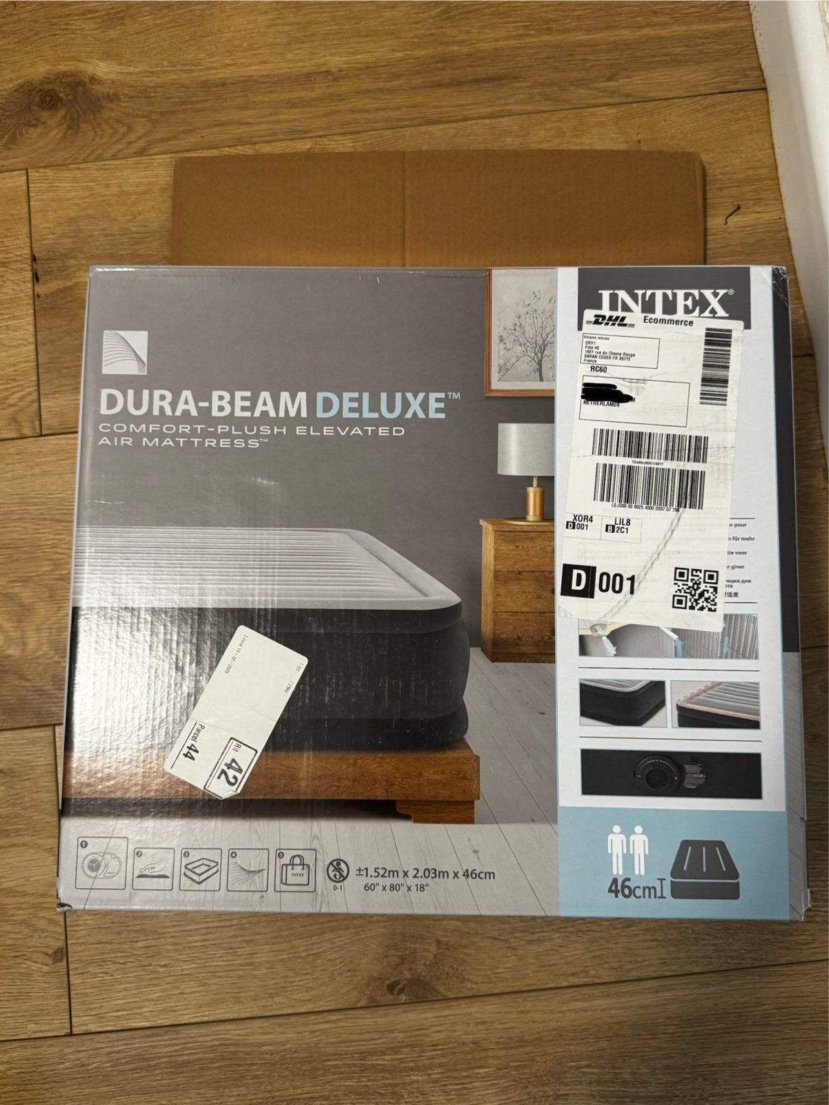 Intex Dura-Beam Deluxe Luchtbed / Air Mattress, Ophalen, Zo goed als nieuw, Twijfelaar, Matras