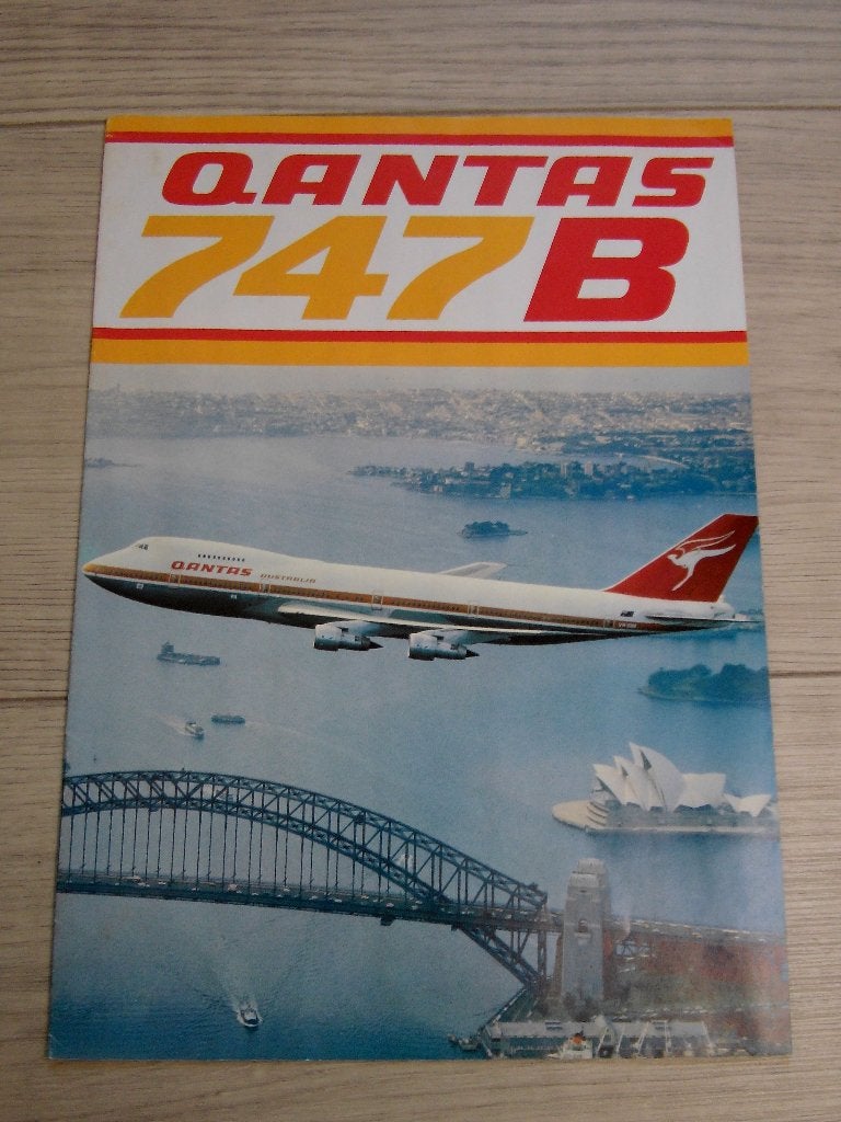 Brochure Qantas Boeing 747B jaren '70, Verzenden, Zo goed als nieuw, Boek of Tijdschrift