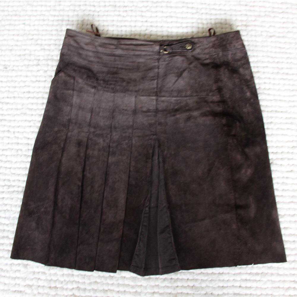 Suede Bien Blue Rok (L) € 30,-, Kleding | Dames, Rokken, Bruin, Bien Blue, Maat 42/44 (L), Ophalen of Verzenden